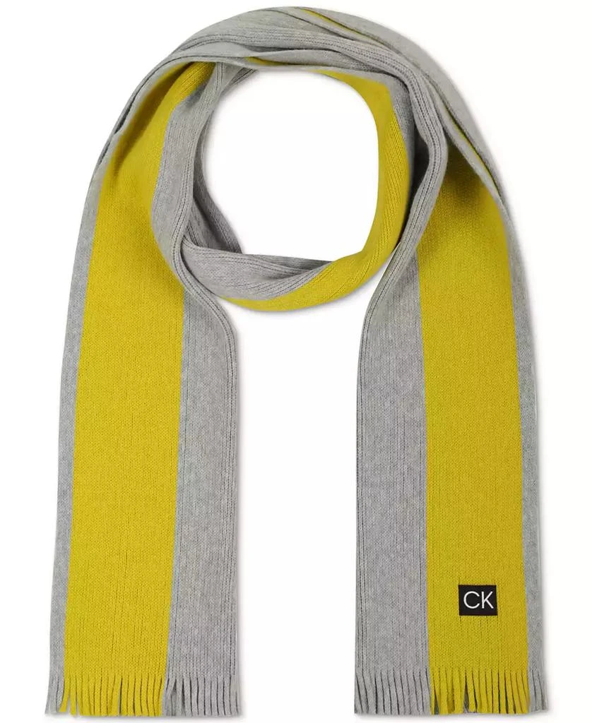 商品Calvin Klein|Men's Thick Wool Blend Side Stripe Logo Scarf,价格¥202,第1张图片