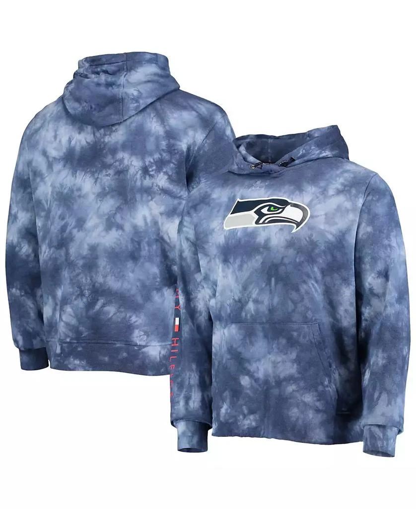 商品Tommy Hilfiger|Men's College Navy Seattle Seahawks Stanley Tie-Dye Pullover Hoodie,价格¥756,第1张图片