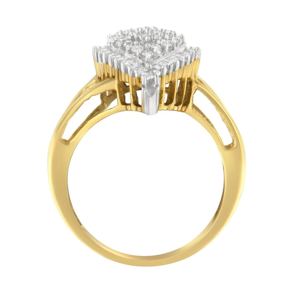 商品Haus of Brilliance|10K Yellow Gold 1/2 Cttw Round and Baguette-Cut Diamond Pear Ring,价格¥8814,第4张图片详细描述
