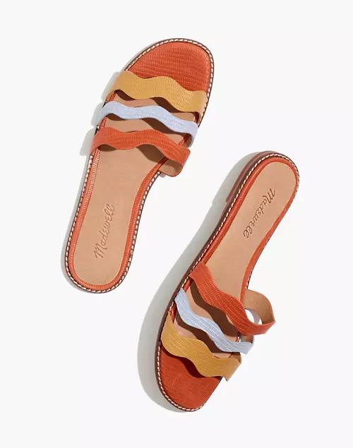 The Wave Slide Sandal in Colorblock Snake Embossed Leather商品第1张图片规格展示