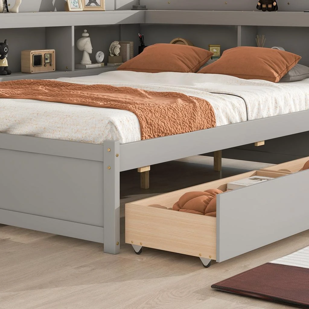 商品Simplie Fun|Full Bed with L-shaped Bookcases,价格¥7242,第5张图片详细描述