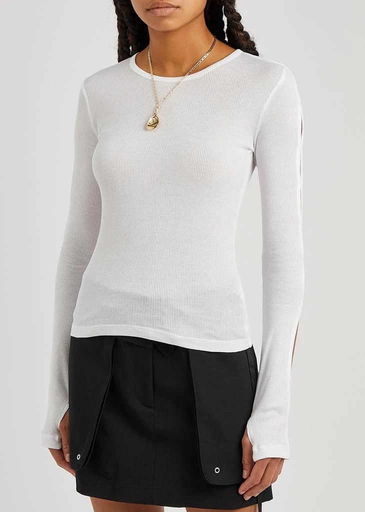 商品Helmut Lang|White ribbed cut-out cotton top,价格¥890,第2张图片详细描述