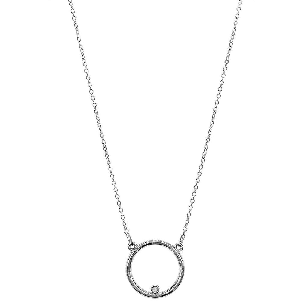 Adornia Floating Diamond Circle Pendant Necklace silver商品第1张图片规格展示