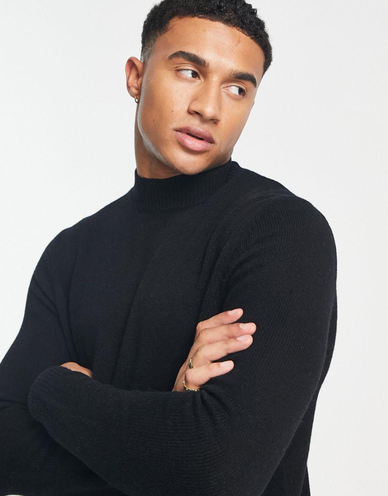 ASOS DESIGN lambswool turtle neck jumper in black商品第3张图片规格展示