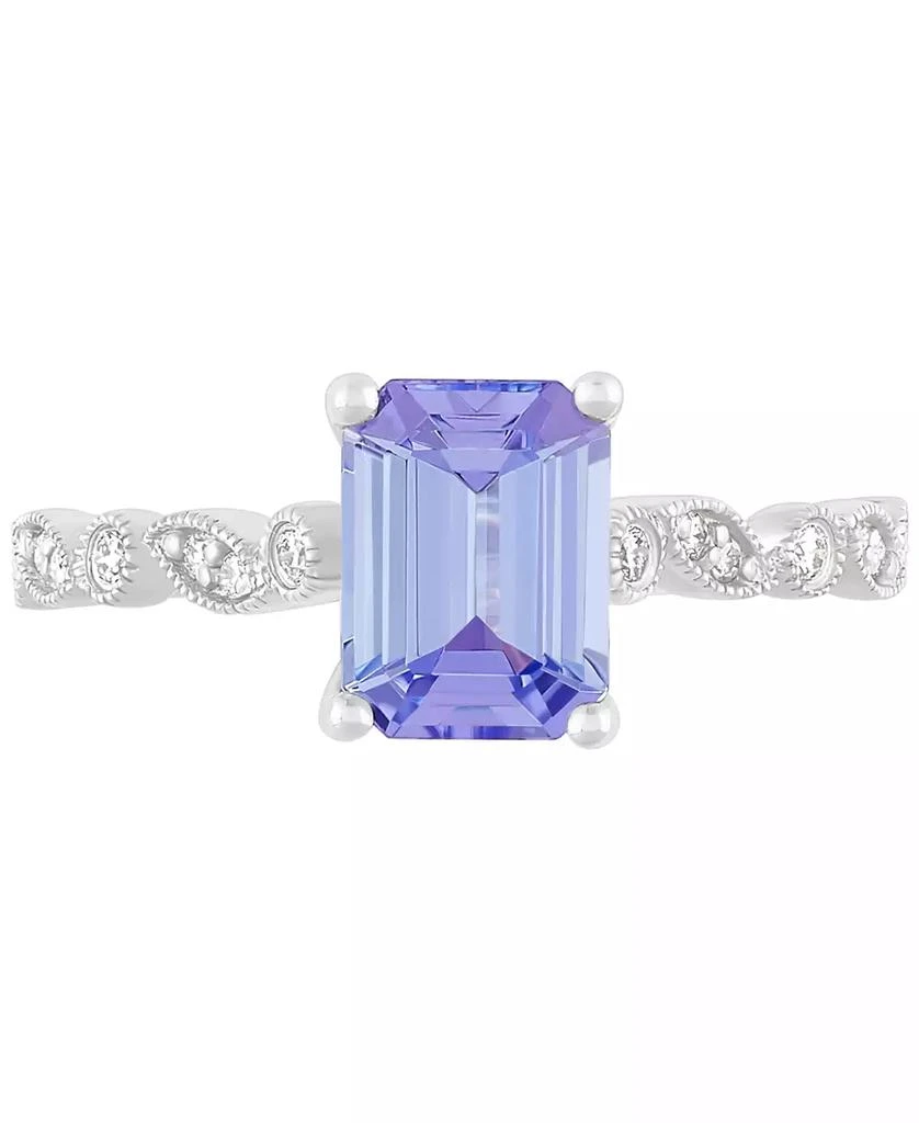 商品Macy's|Tanzanite (2-1/10 ct. t.w.) & Diamond (1/10 ct. t.w.) Milgrain Bead Ring in 14k White Gold,价格¥6950,第3张图片详细描述