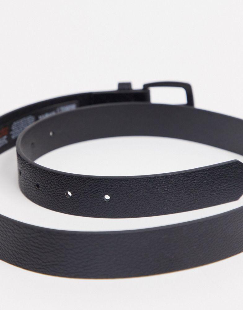 商品ASOS|ASOS DESIGN wide belt in black faux leather with matte black buckle detail,价格¥55,第6张图片详细描述