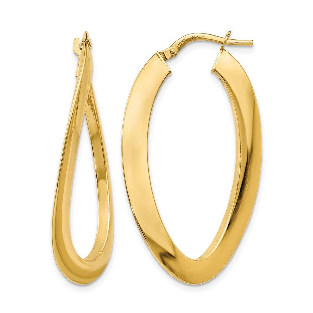 商品Diamond2Deal|14K Yellow Gold Oval Twisted Hoop Earrings 38mm,价格¥6617,第1张图片