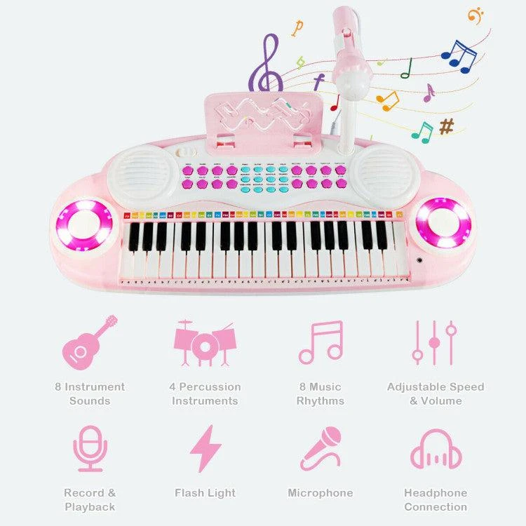 商品Hivvago|Multifunctional 37 Electric Keyboard Piano with Microphone,价格¥511,第5张图片详细描述