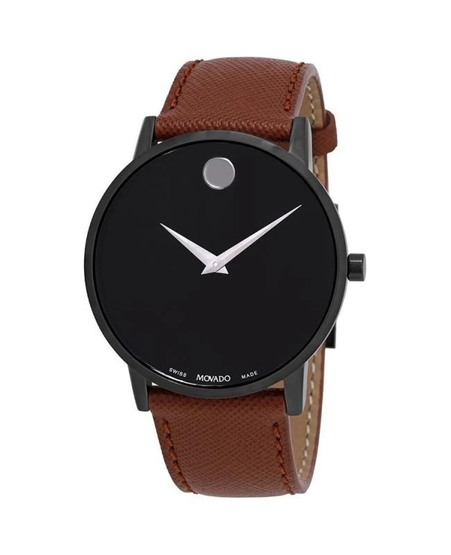 商品Movado|Movado Museum Classic Black Dial Leather Strap Men&apos;s Watch 0607198,价格¥4592,第1张图片