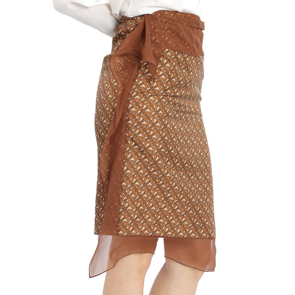 Brown Logo Printed Scarf Detail Skirt商品第2张图片规格展示