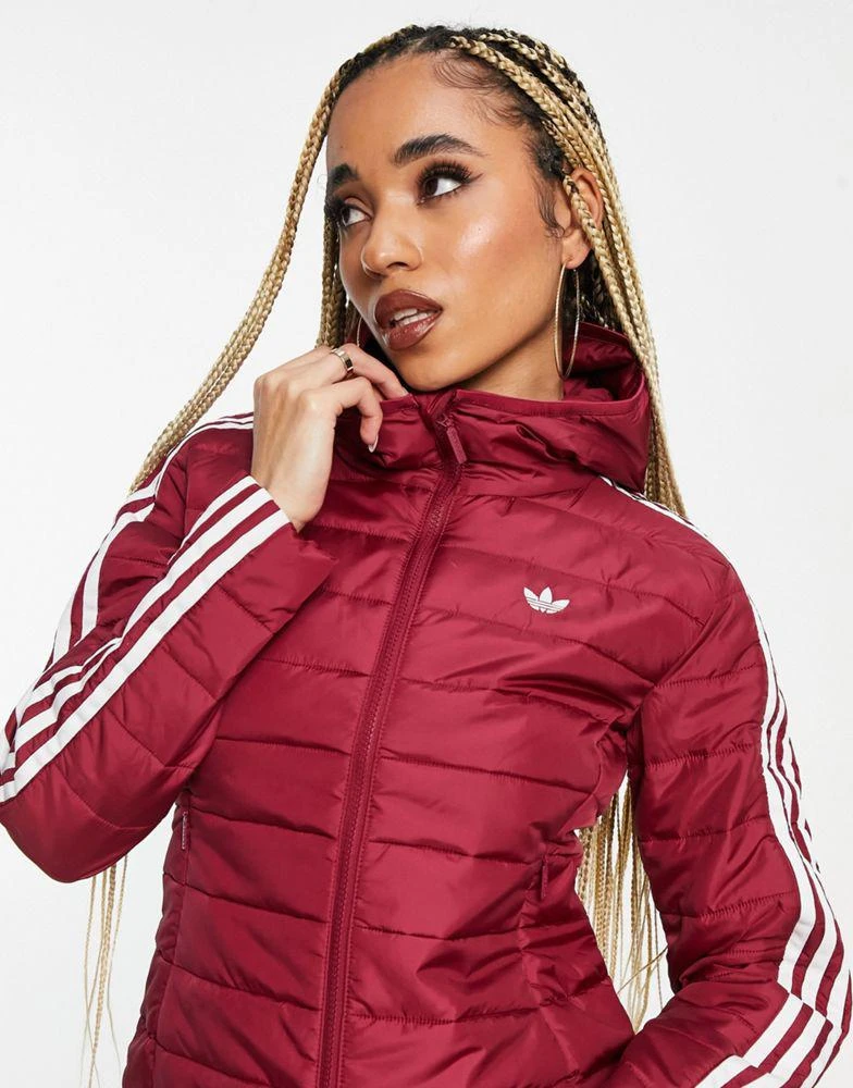 商品Adidas|adidas Originals slim trefoil puffer jacket in burgundy,价格¥549,第4张图片详细描述