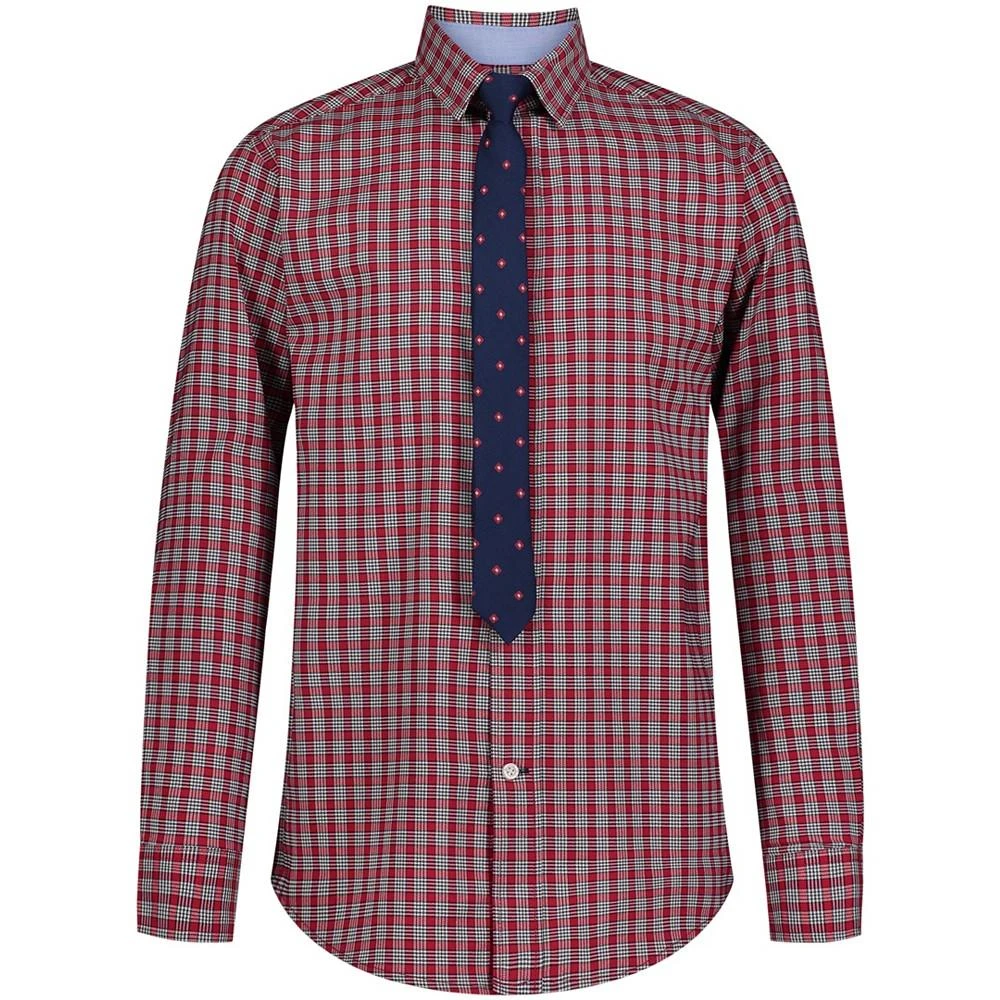 商品Tommy Hilfiger|Big Boys Long Sleeve Stretch Micro Grid Shirt and Tie,价格¥267,第1张图片