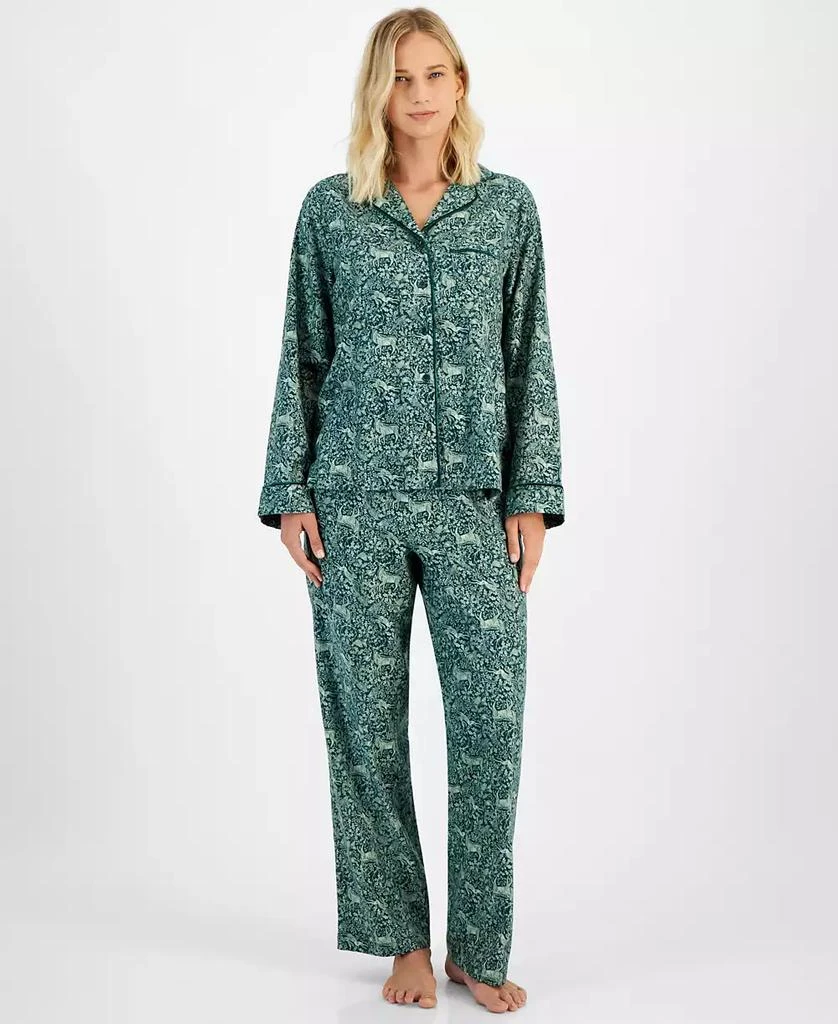 商品Charter Club|Petite Women's Long-Sleeve Cotton Flannel Packaged Pajama Set, Created for Macy's,价格¥220,第1张图片