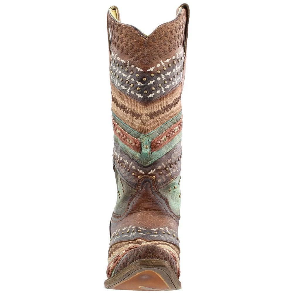 商品Corral Boots|Southwest Tooled-Inlay & Studs Snip Toe Cowboy Boots,价格¥1648,第5张图片详细描述