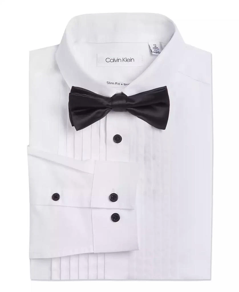 商品Calvin Klein|Big Boys Husky Tuxedo Shirt and Bow Tie Box Set,价格¥240,第1张图片