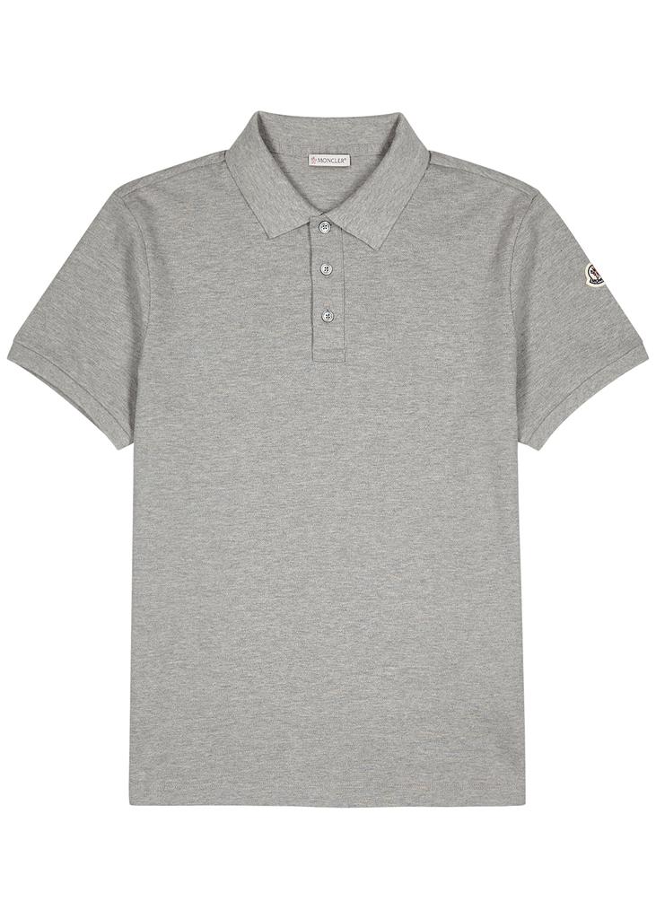 Grey piqué cotton polo shirt商品第1张图片规格展示