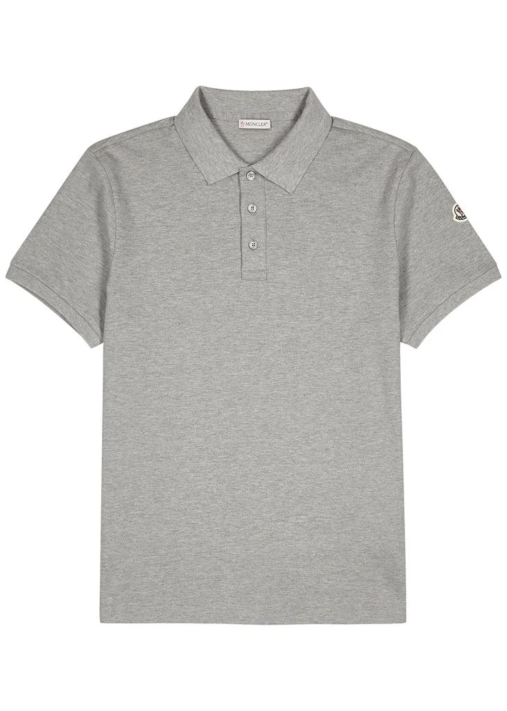 商品Moncler|Grey piqué cotton polo shirt,价格¥1747,第1张图片