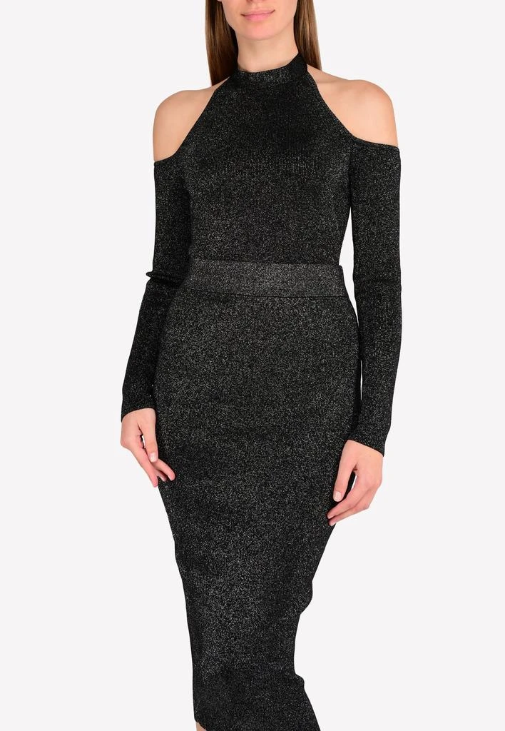 商品CUSHNIE|Halter Neck Cold-Shoulder Metallic-Knit Bodysuit,价格¥3410,第1张图片