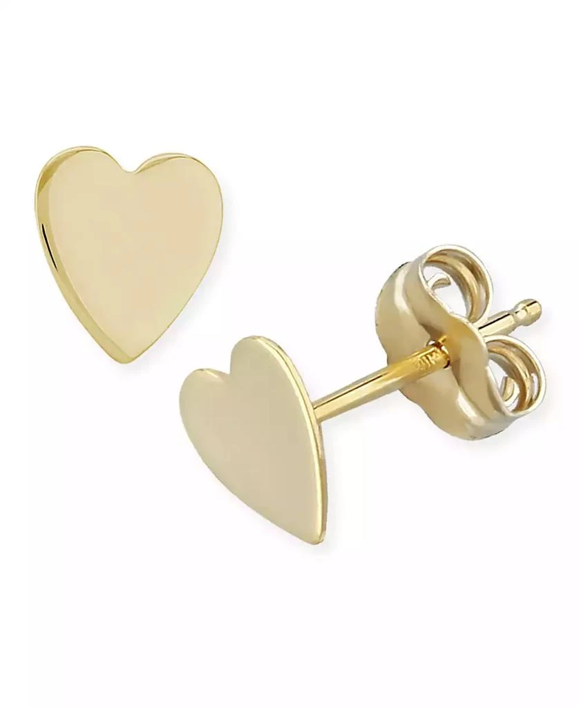 商品Macy's|Flat Heart Stud Earrings in 14k Yellow Or White Gold,价格¥3487,第1张图片