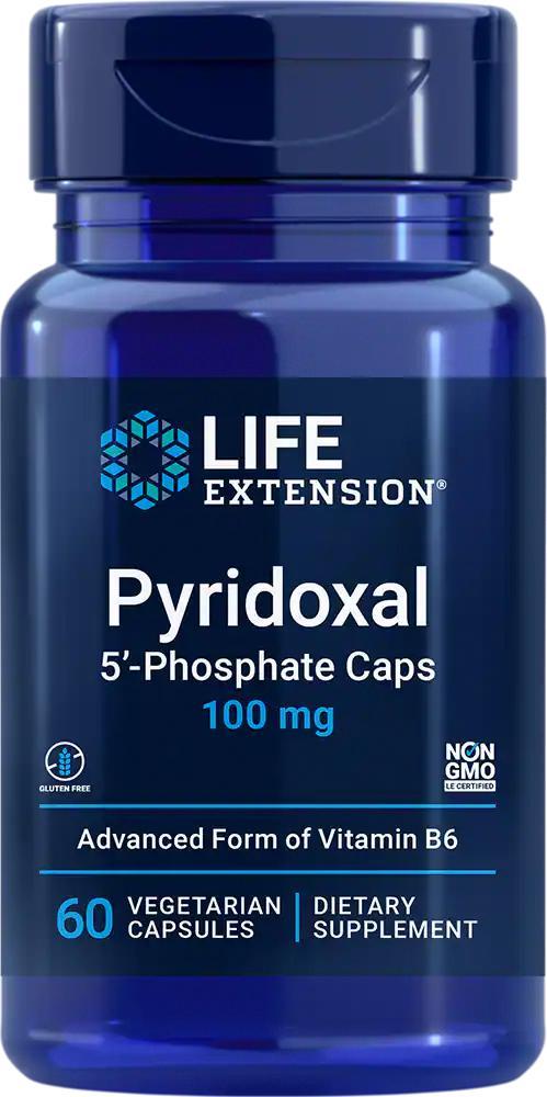 商品Life Extension|吡哆醛 5'-磷酸盐胶囊，100 毫克，60 粒素食胶囊,价格¥124,第1张图片
