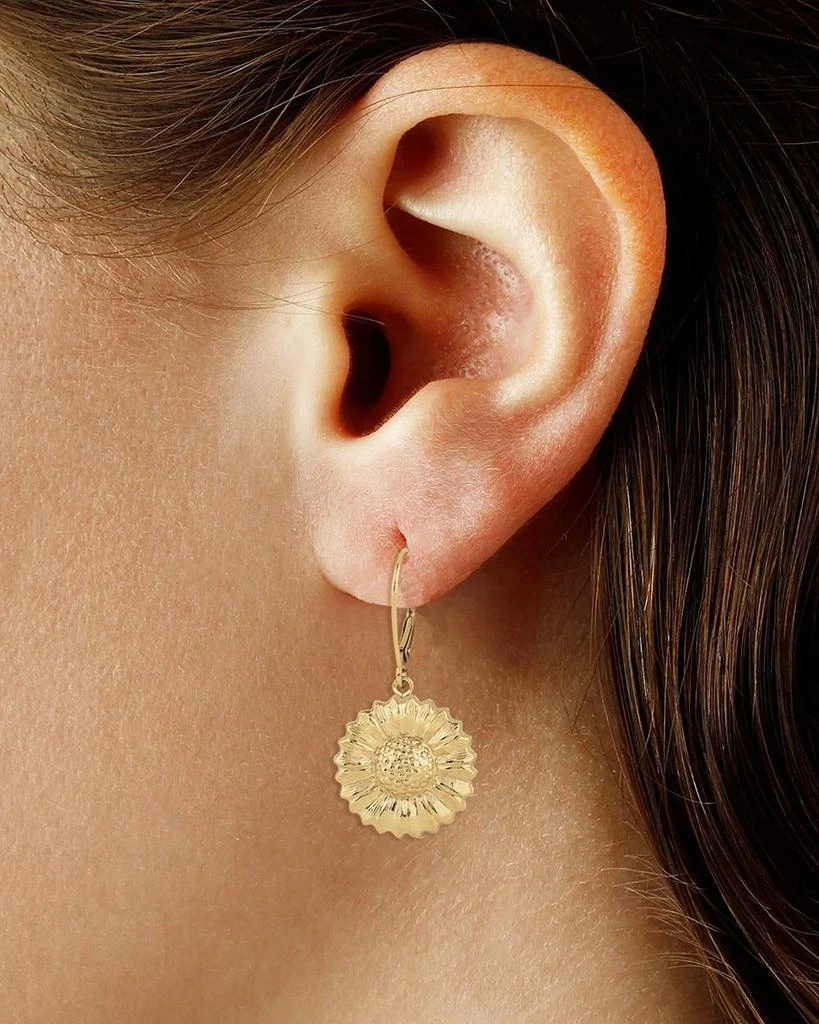 14K Yellow Gold Sunflower Drop Earrings 商品