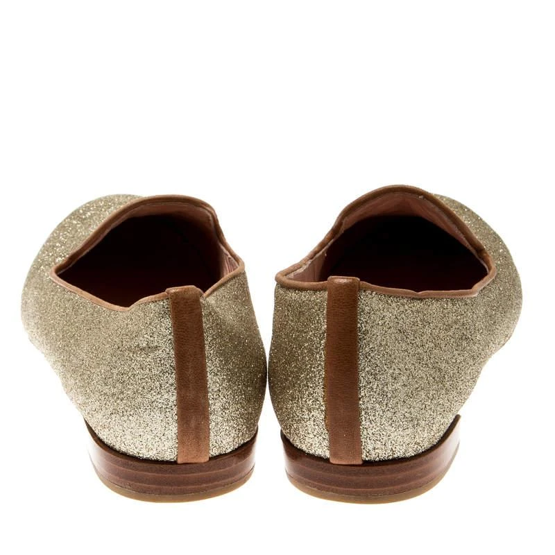 商品[二手商品] Stuart Weitzman|Stuart Weitzman Metallic Gold Glitter Smoking Slippers Size 37.5,价格¥758,第5张图片详细描述