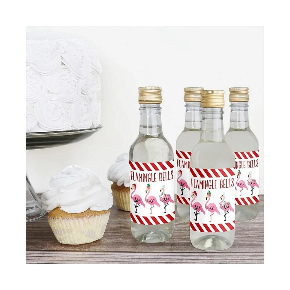 商品Big Dot of Happiness|Flamingle Bells Mini Wine Bottle Label Stickers Christmas Party Favor Gift 16 Ct,价格¥105,第3张图片详细描述