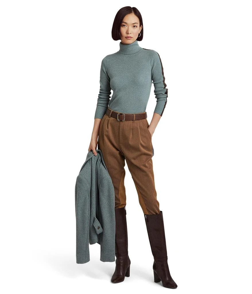 商品Ralph Lauren|Faux-Leather-Trim Turtleneck Sweater,价格¥942,第4张图片详细描述
