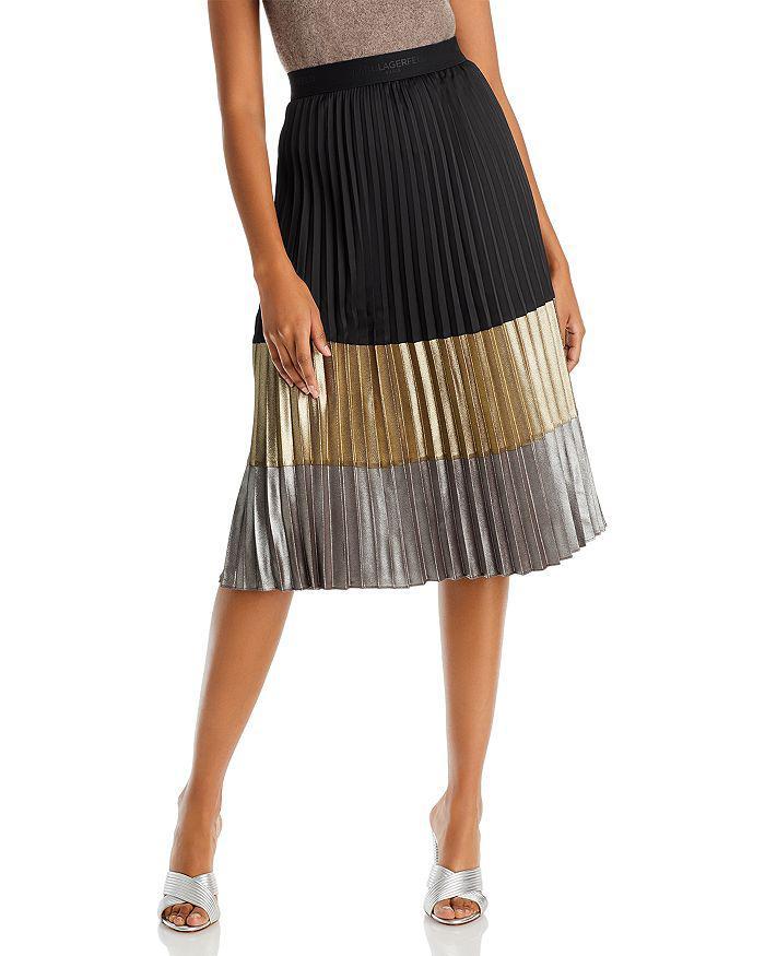 商品Karl Lagerfeld Paris|Color Blocked Pleated Midi Skirt,价格¥963,第3张图片详细描述