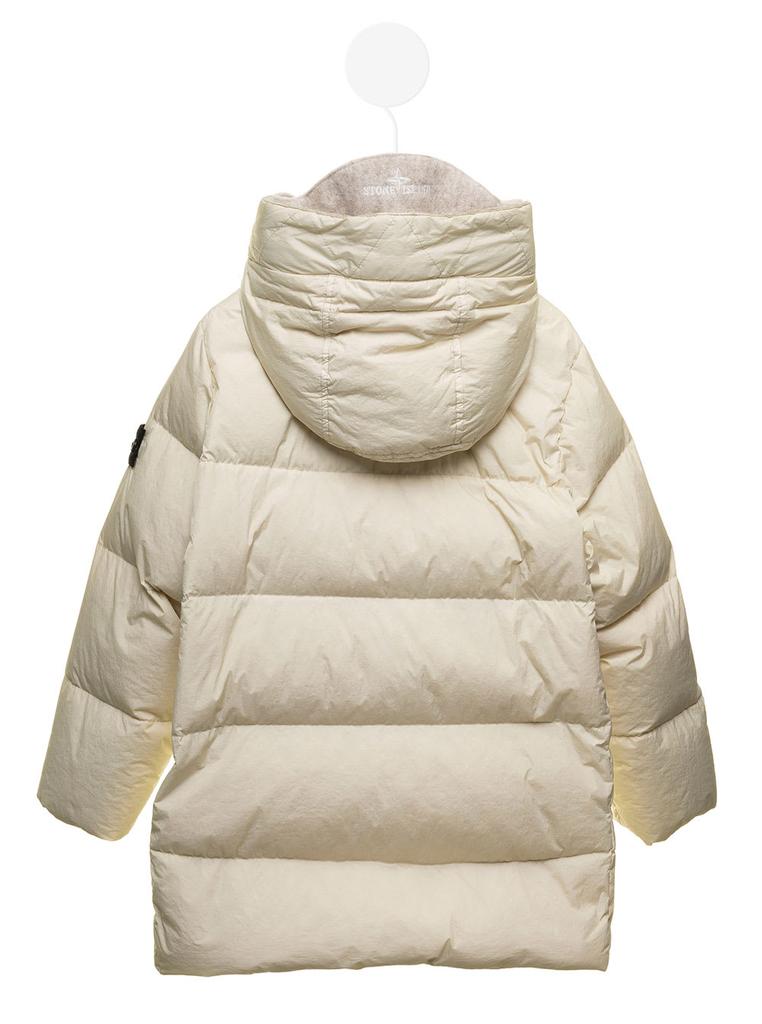 Stone Island Junior Beige Quilted Nylon Down Jacket With Logo Stone Island Kids商品第2张图片规格展示