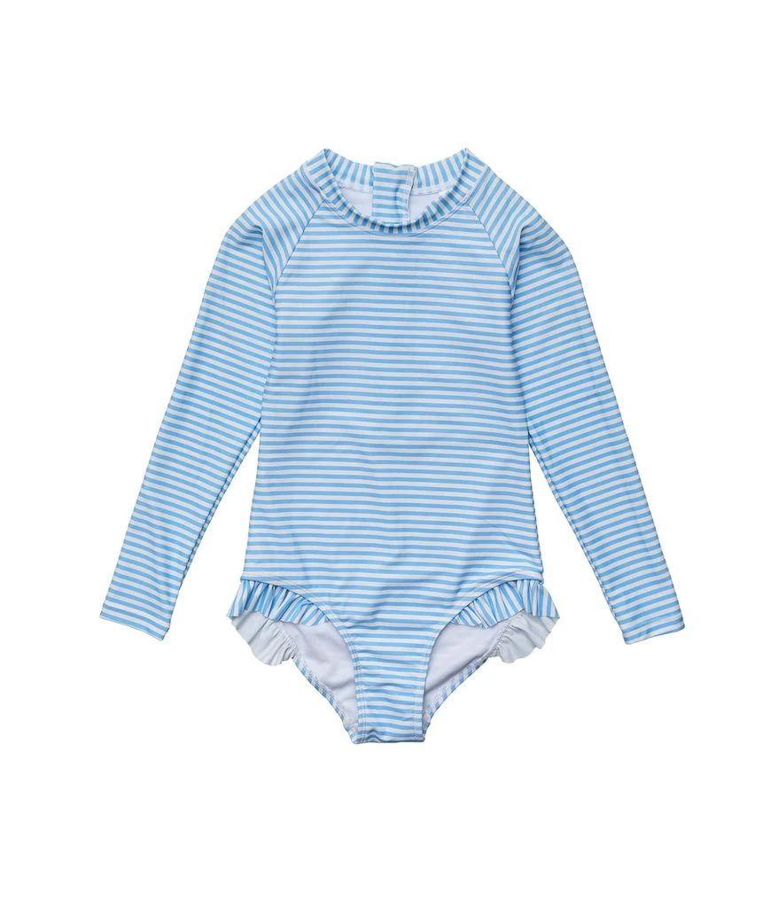 商品Snapper Rock|Cornflower Stripe Sustainable Long Sleeve Surf Suit (Toddler/Little Kids/Big Kids),价格¥479,第1张图片