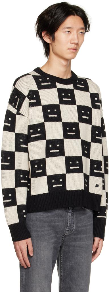 Black & Off-White Check Sweater商品第2张图片规格展示