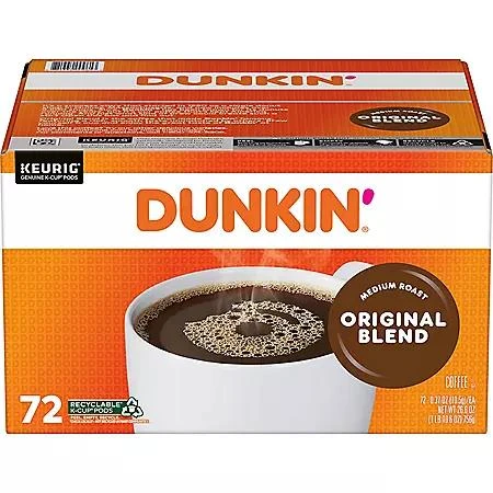 商品Dunkin' Donuts|Dunkin' Donuts Medium Roast  K-Cup Coffee Pods, Original Blend, 72 ct.,价格¥339,第1张图片