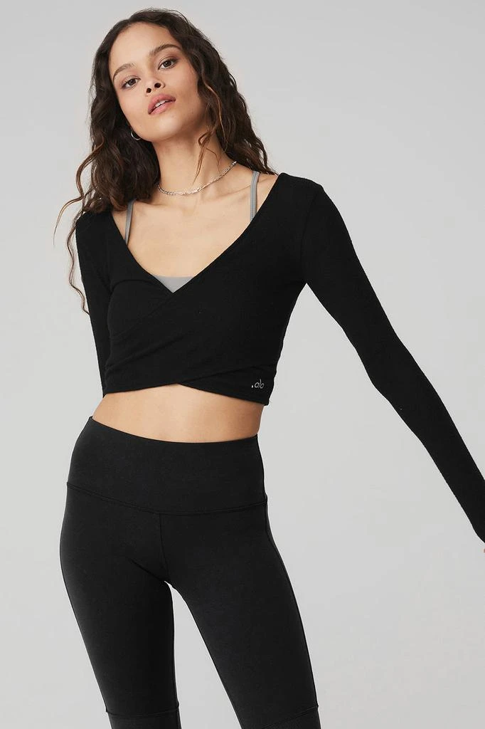 商品Alo|Amelia Luxe Long Sleeve Crop - Black,价格¥447,第1张图片