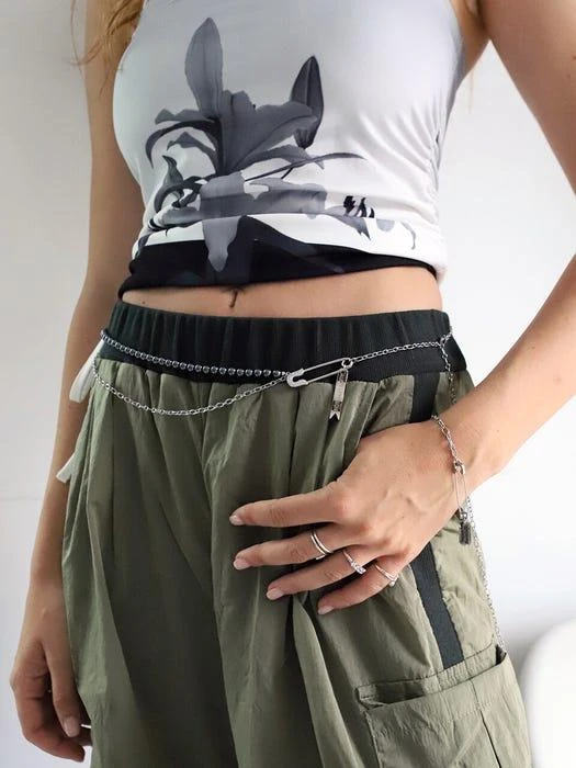 商品August Harmony|Safety pin black pearl chain belt and necklace,价格¥831,第1张图片