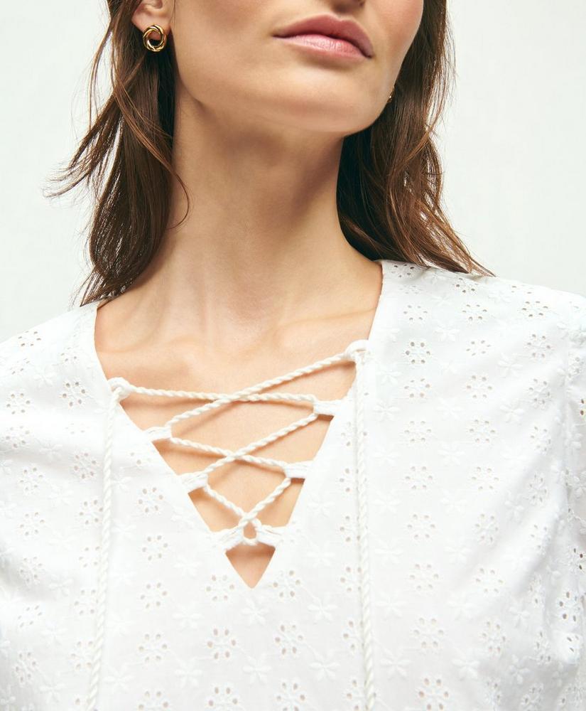 商品Brooks Brothers|Eyelet Tie Neck Blouse,价格¥750,第4张图片详细描述