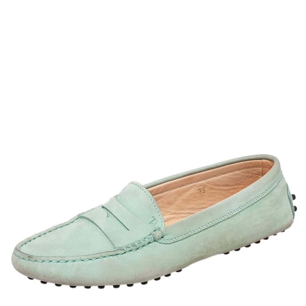 商品[二手商品] Tod's|Tod's Mint Green Nubuck Leather Penny Slip On Loafers Size 38,价格¥805,第1张图片
