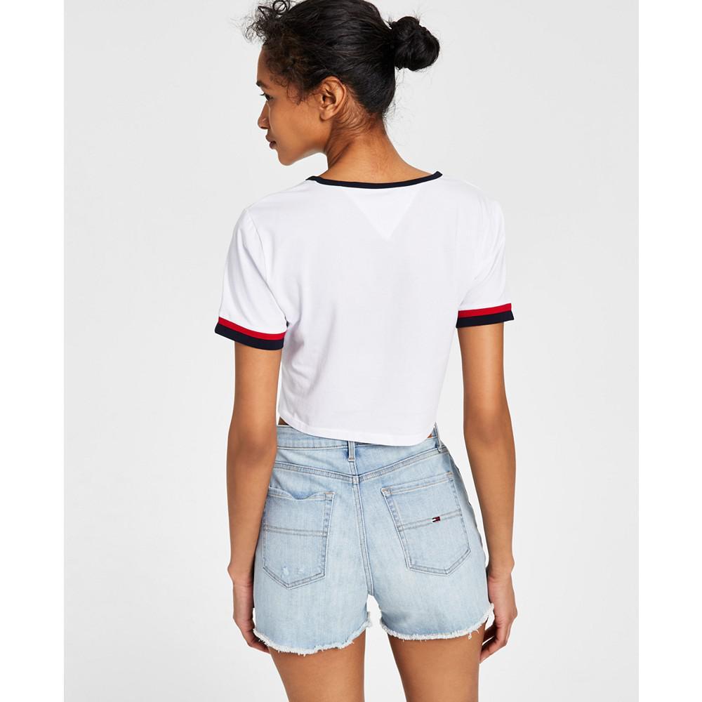 商品Tommy Jeans|Women's Flag Patch Cropped T-Shirt,价格¥87,第4张图片详细描述