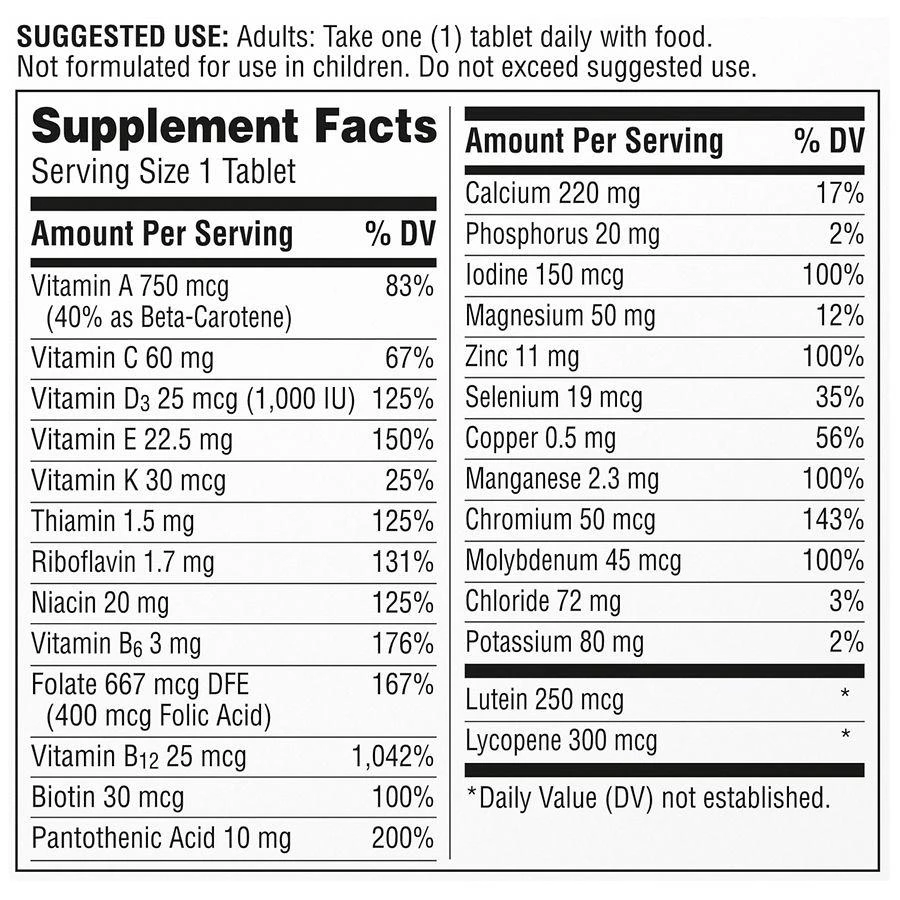 商品Centrum|Adult 50+, Multivitamin & Multimineral Supplements Tablets,价格¥126,第5张图片详细描述