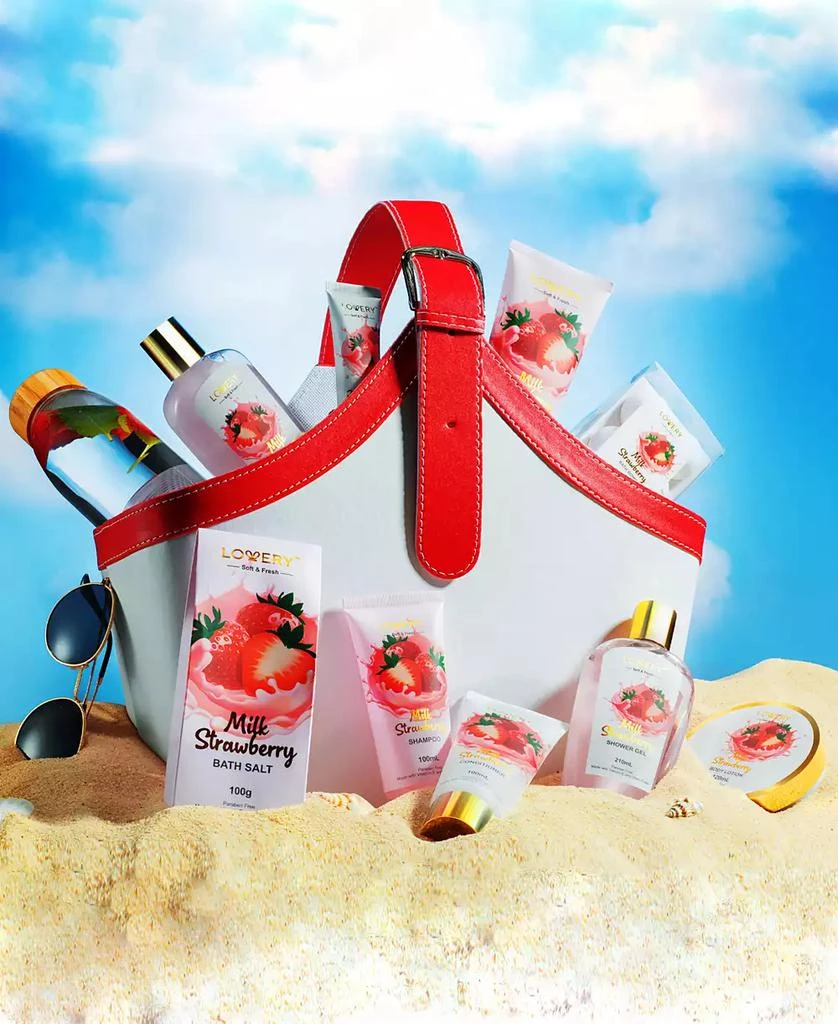 商品Lovery|Body Care Gift Set, Strawberry Milk Home Spa with Tote Bag Gift, 25 Piece,价格¥540,第2张图片详细描述