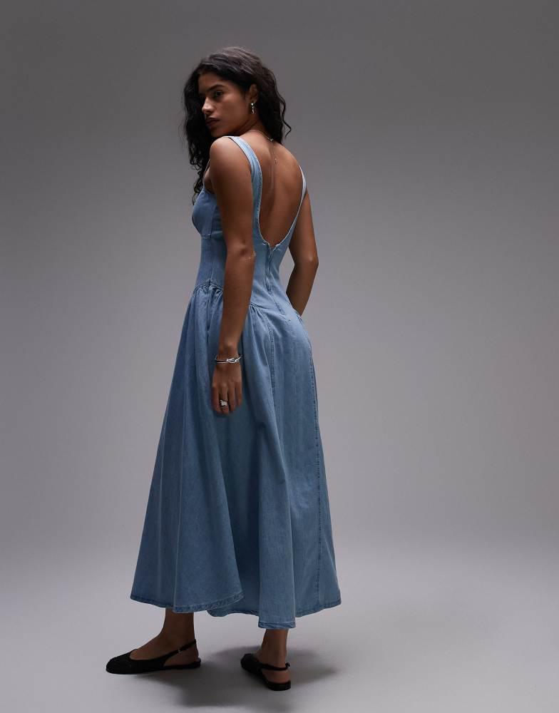topshop embroidered denim dress Amalfi Dress – Hess main image 1