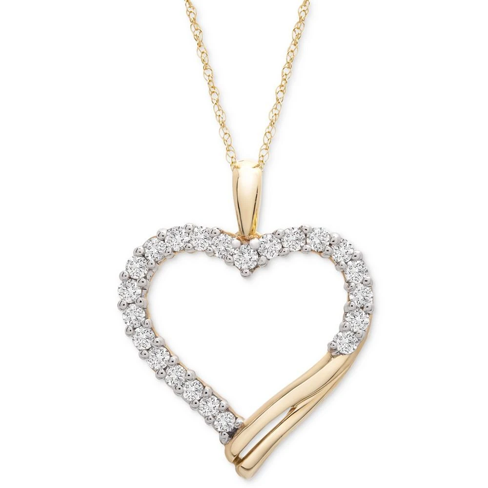 商品Macy's|Diamond Heart 20" Pendant Necklace (1 ct. t.w.) in 10k Gold,价格¥8329,第1张图片