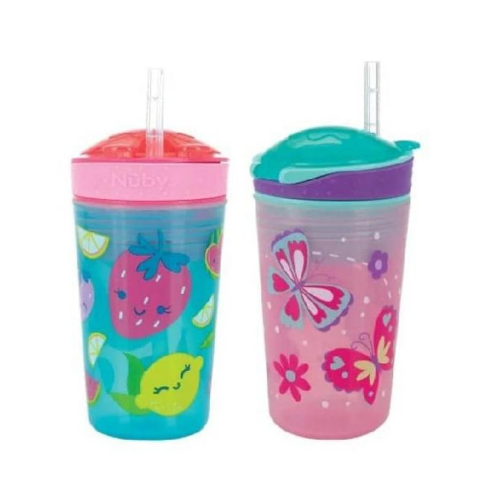 商品Nuby|Snack N' Sip 2 in 1 Snack and Drink Cup, 2 Pack, Pink/Purple,价格¥159,第1张图片