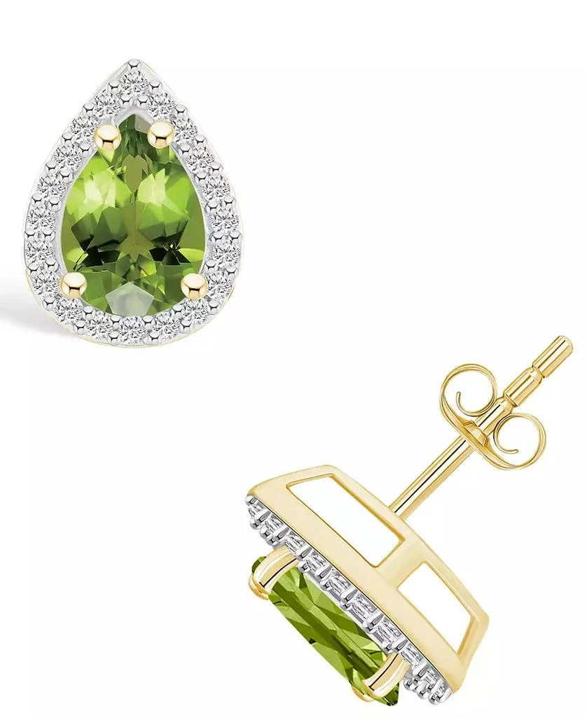 商品Macy's|Peridot (1-3/5 ct. t.w.) and Lab Grown Sapphire (1/5 ct. t.w.) Halo Studs in 10K Yellow Gold,价格¥2633,第1张图片