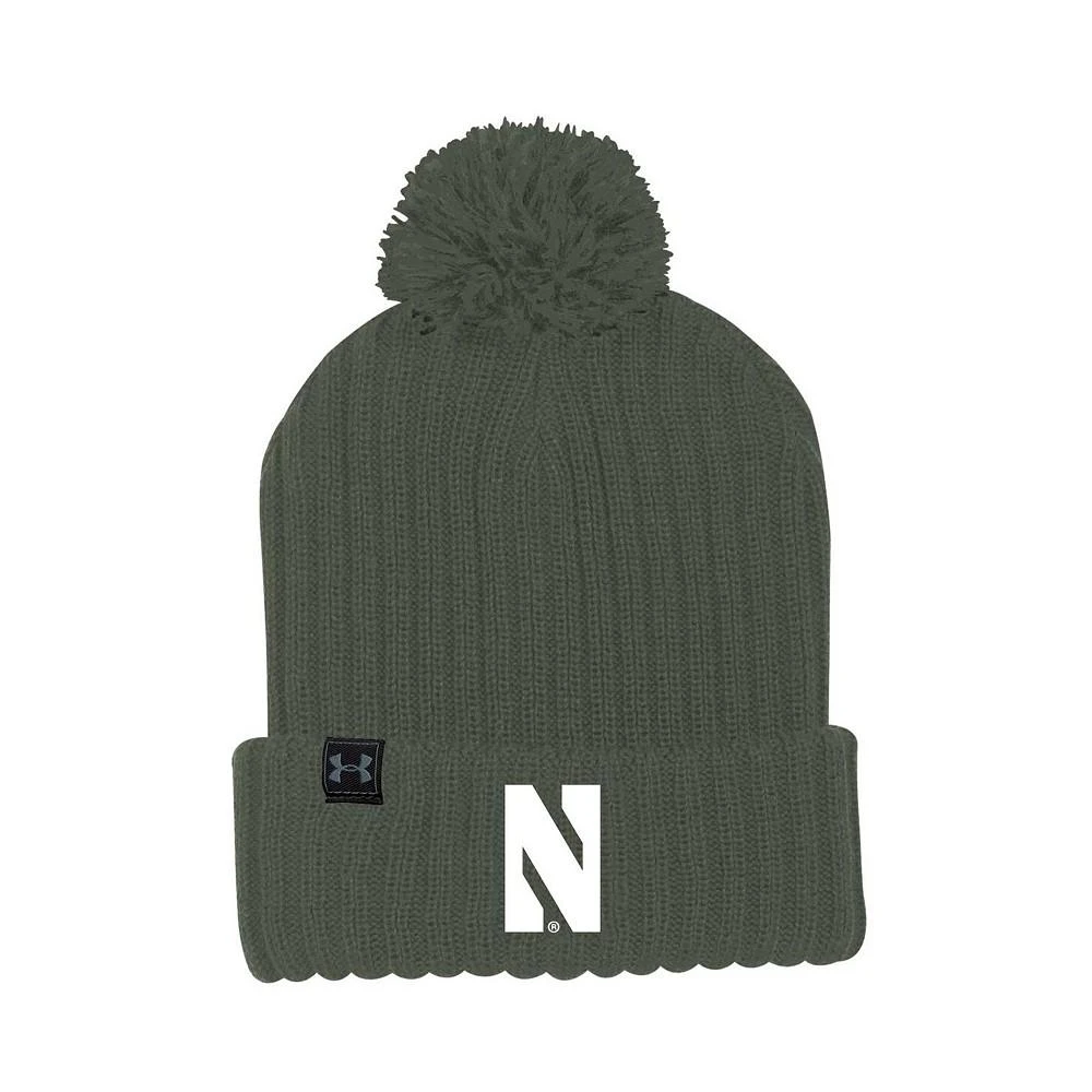 商品Under Armour|Men's Olive Northwestern Wildcats Freedom Cuffed Pom Knit Hat,价格¥297,第1张图片