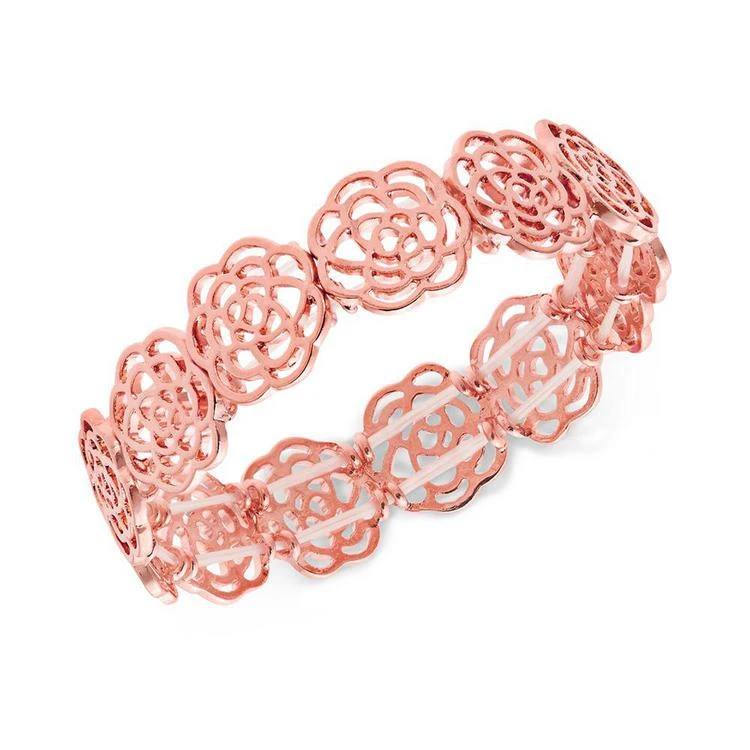 商品INC International|I.N.C. Rose Gold-Tone Rosette Stretch Bracelet, Created for Macy's,价格¥59,第1张图片