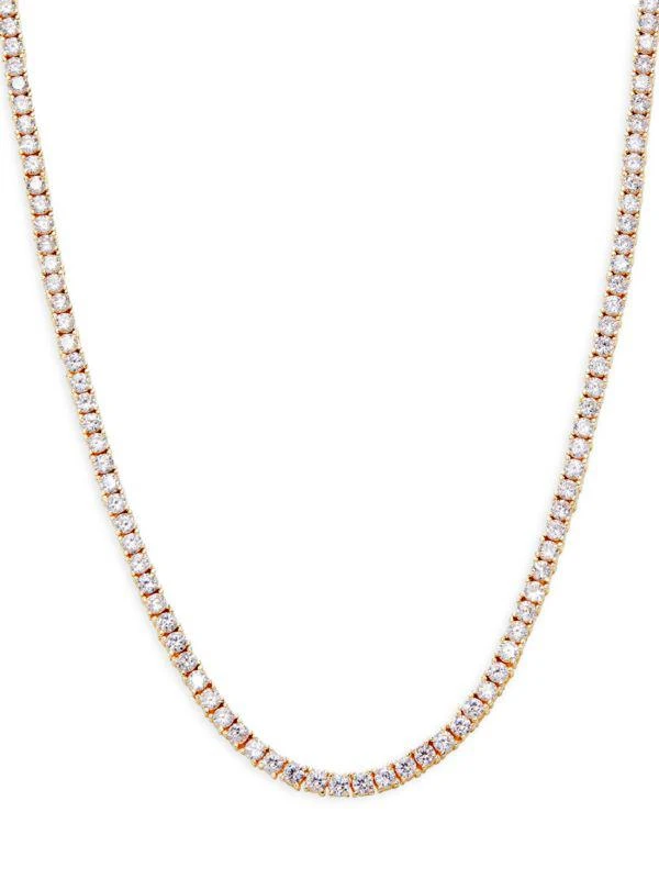 商品Sterling Forever|14K Goldplated Sterling Silver Cubic Zirconia Studded Tennis Necklace,价格¥835,第1张图片