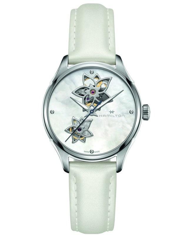 Hamilton Jazzmaster Open Heart Mother of Pearl Dial White Leather Strap Women's Watch H32115892商品第1张图片规格展示