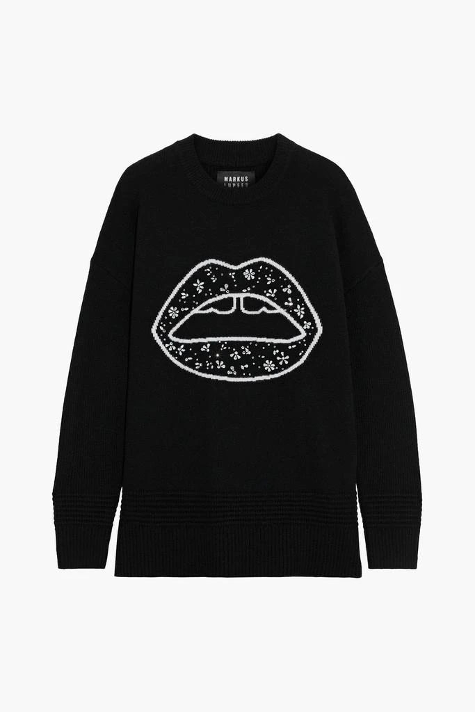 商品MARKUS LUPFER|Holly crystal-embellished intarsia merino wool sweater,价格¥729,第1张图片
