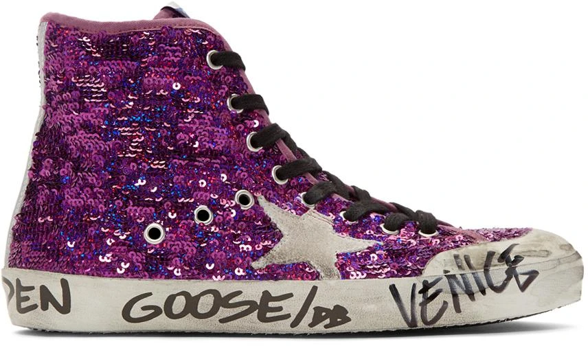 商品Golden Goose|Purple Sequin Francy Penstar Sneakers,价格¥4668,第1张图片